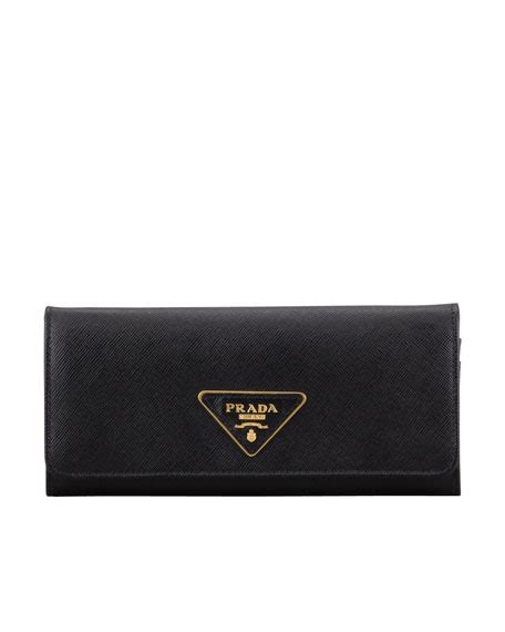 PRADA Saffiano Triangle Continental Flap Wallet Black 1525632 